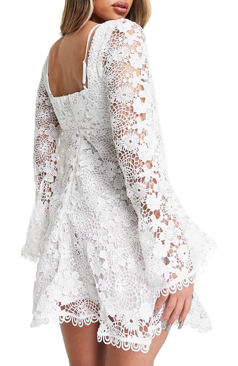 ASOS DESIGN Crochet Lace Long Sleeve Minidress, Alternate, color,