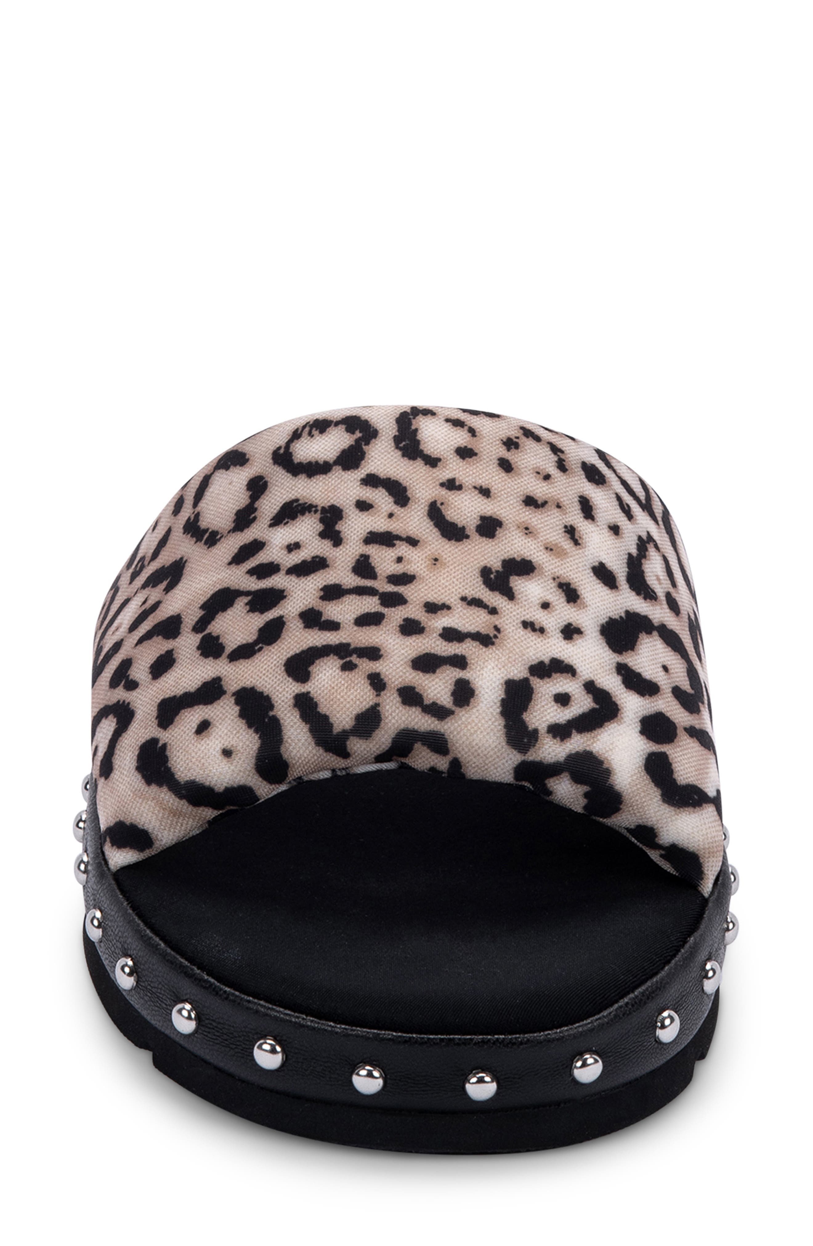 Faux Fur Platform Slide Slipper, Alternate, color, BEIGE LEOPARD NEOPRENE