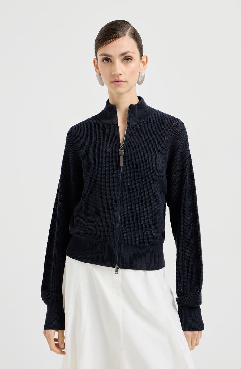 Brunello Cucinelli Sparkling net cardigan, Main, color, Blue