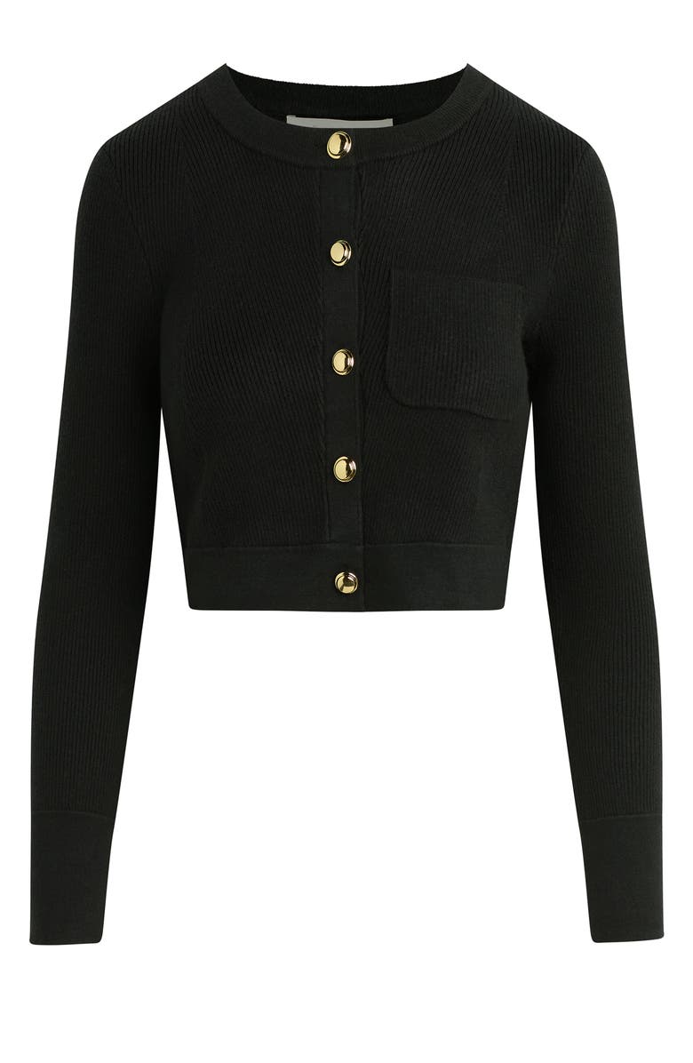 Favorite Daughter The Quinn Crop Rib Cardigan, Alternate, color, Black