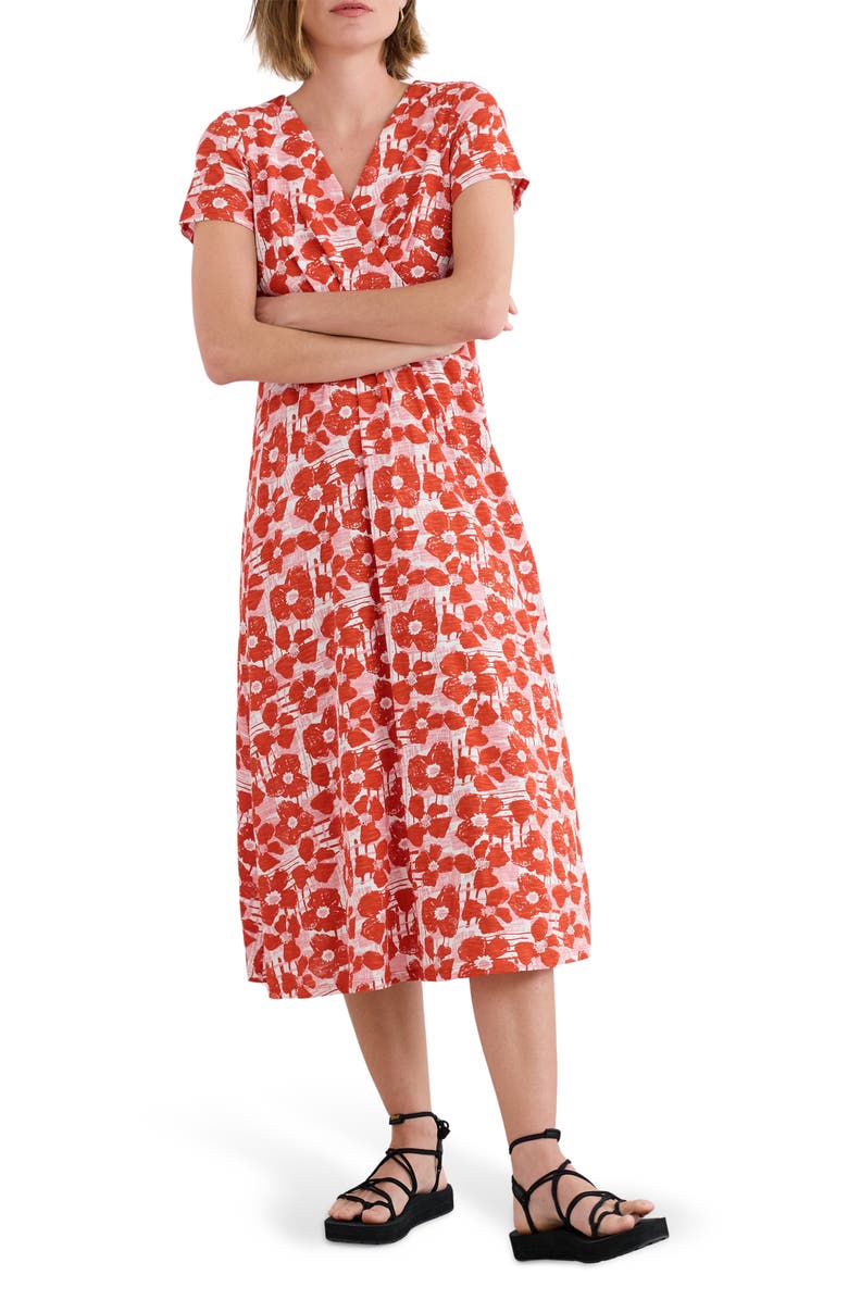 Seasalt Cornwall Chapelle Floral Organic Cotton Jersey Dress, Main, color, Patchwork Bloom Mandarin