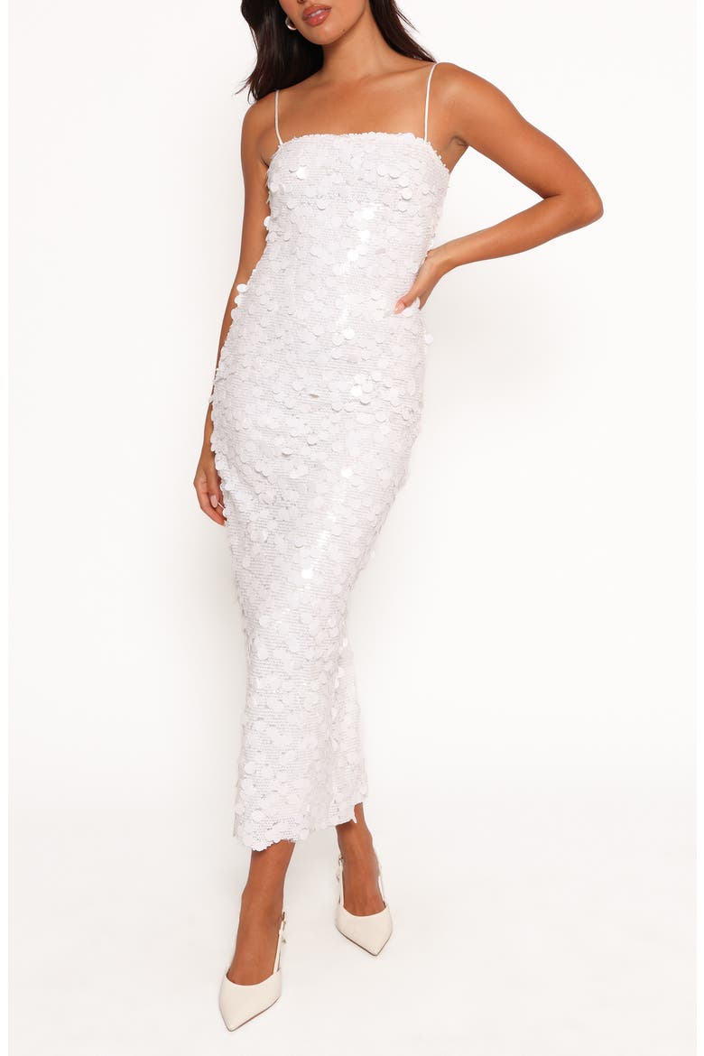 Letta Paillette Body-Con Cocktail Gown, Main, color, WHITE