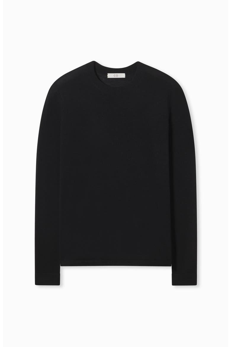 Long Sleeve Crew in Fine Cashmere, Alternate, color, Black