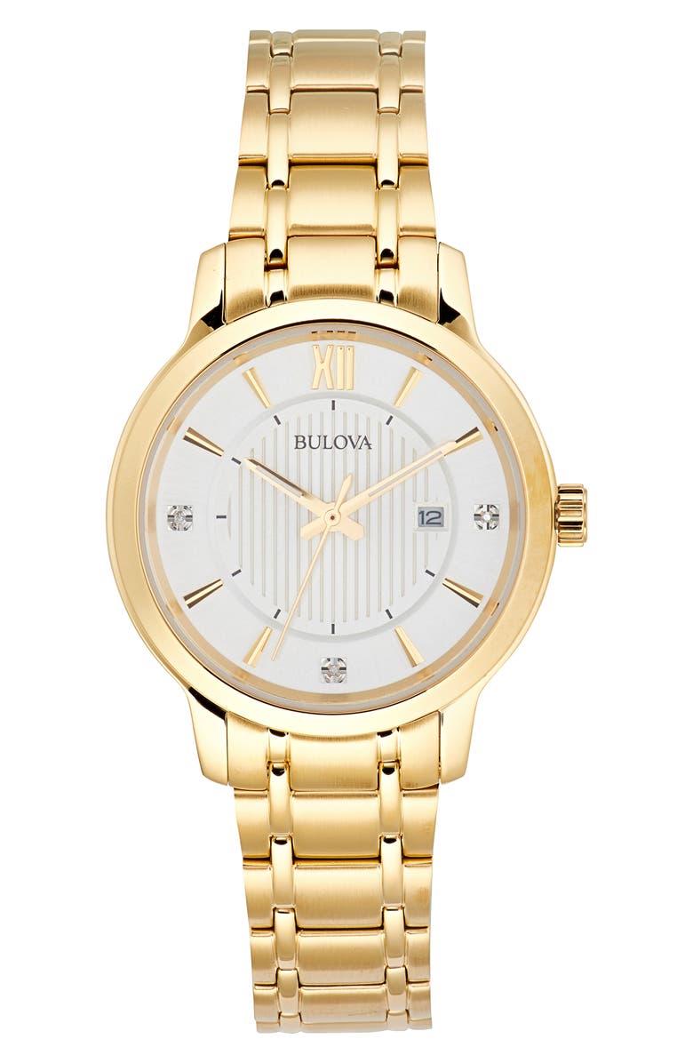 BULOVA Classic Diamond Dial Bracelet Watch, 32mm, Main, color, 