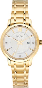 BULOVA Classic Diamond Dial Bracelet Watch, 32mm