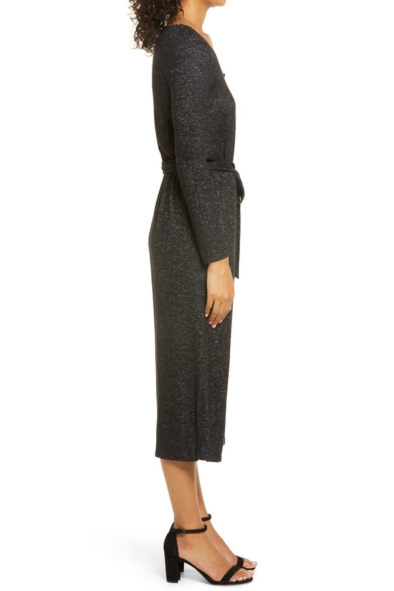 Long Sleeve Brushed Sweater Knit Jumpsuit, Alternate, color, RAVEN BLACK MIX