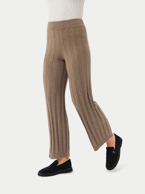 Gobi Mongolian Cashmere Textured Knit Cashmere Pants In Taupe