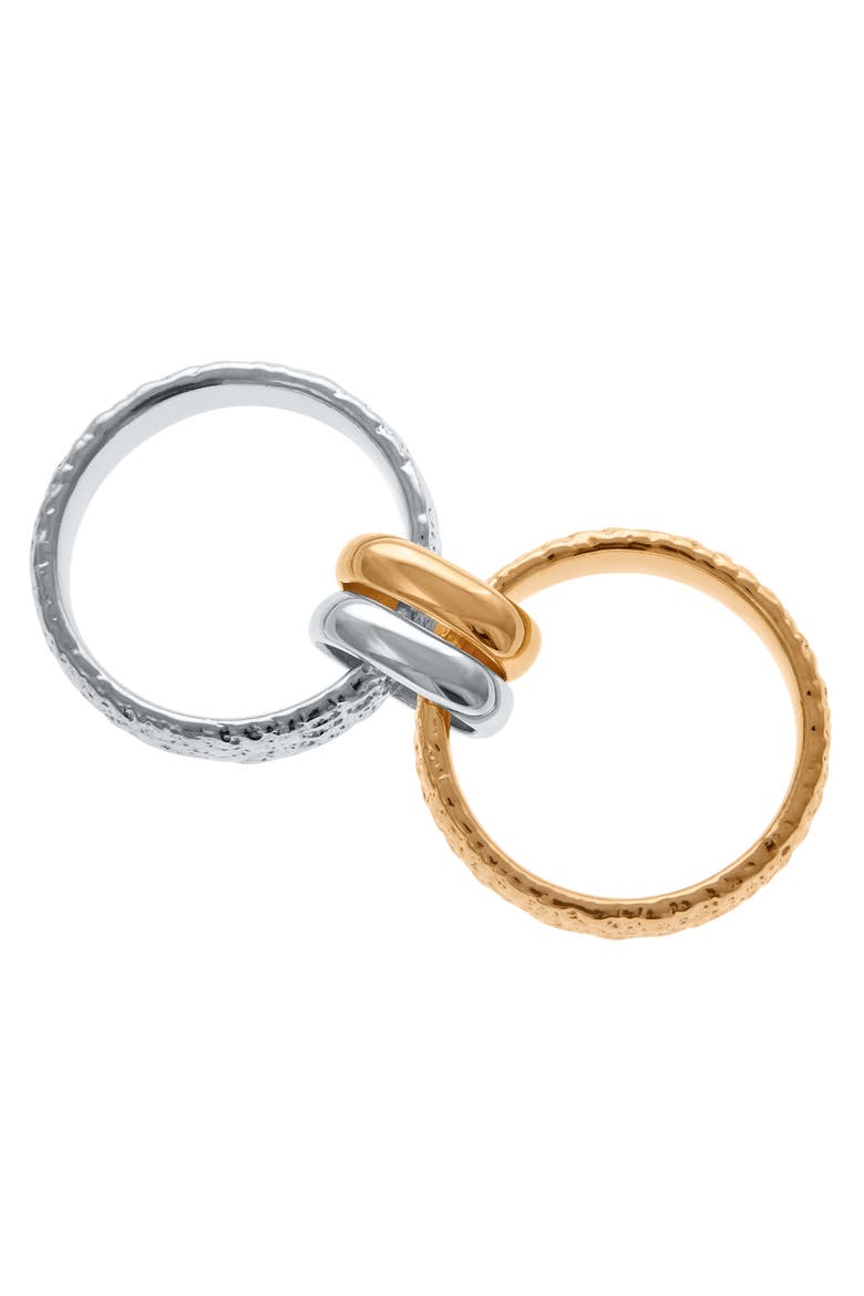 Multi Finish Double Hula Joined Ring, Alternate, color, Sterling Silver