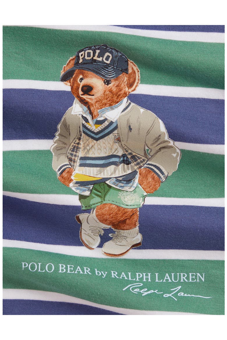 Stripe Polo Bear Cotton Graphic T-Shirt & Shorts Set, Alternate, color, CLASSIC BLUE/ GREEN / BEAR