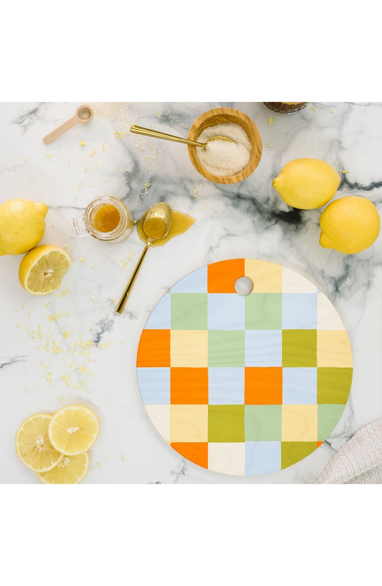 Deny Designs Tiles III Checkered Cutting Board, Alternate, color, Orange