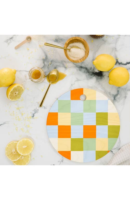 Deny Designs Tiles Iii Checkered Cutting Board In Orange