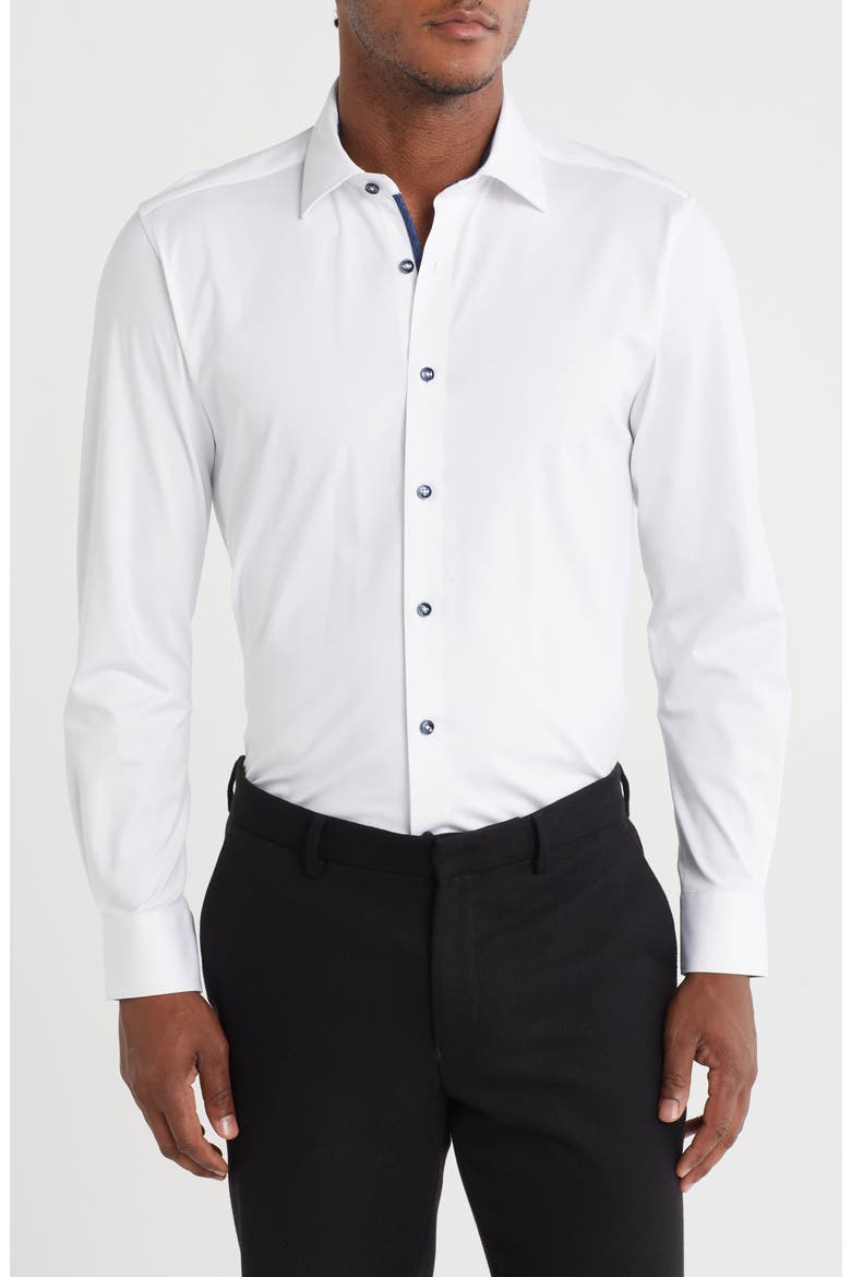 Tailored Fit Solid Cotton Dress Shirt, Main, color, LT BLUE