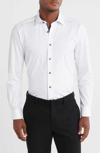 LEVINAS Tailored Fit Solid Cotton Dress Shirt