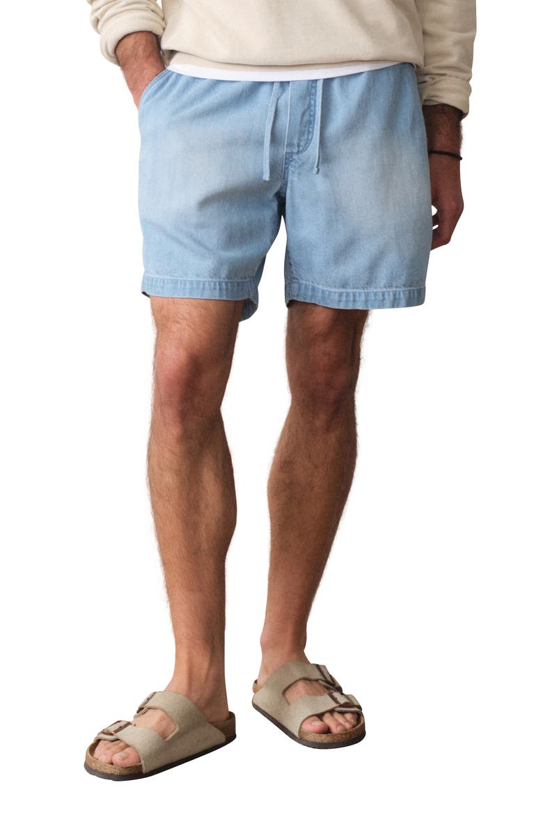 Saturaday Drawstring Denim Shorts, Main, color, LIGHTWASH