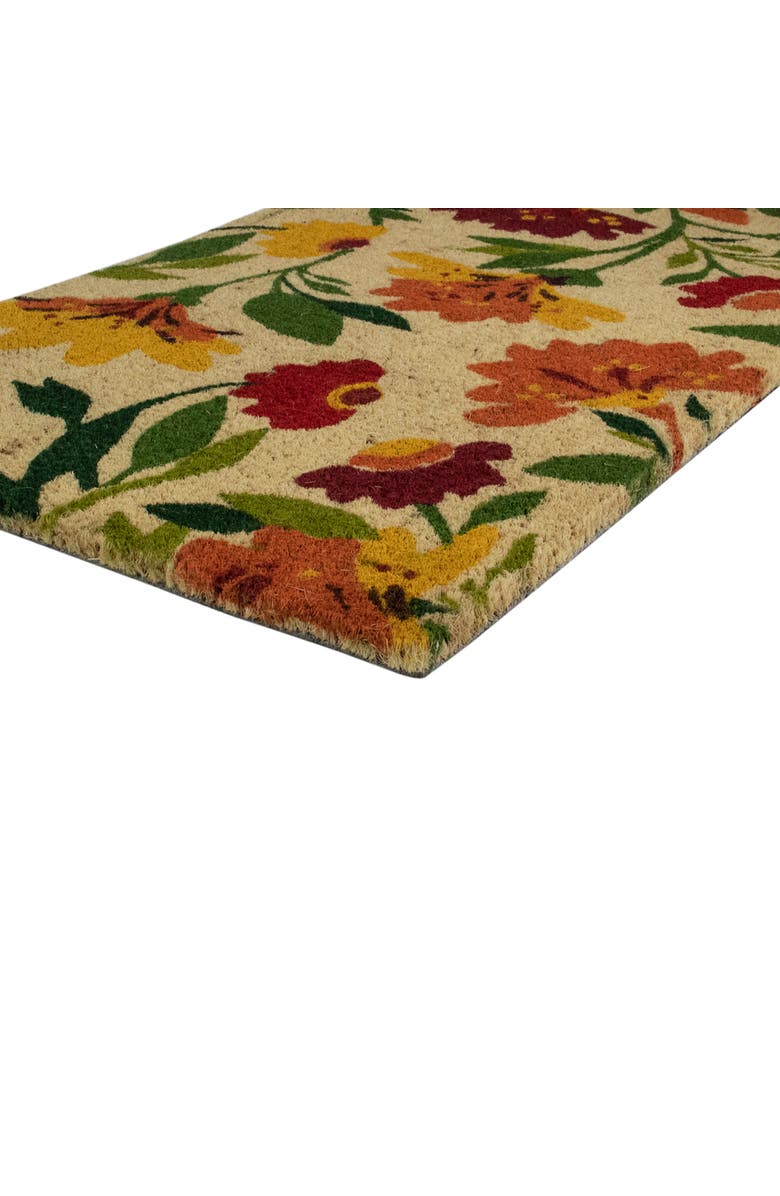 Northlight Natural Coir Autumn Floral and Foliage Door Mat 18" x 30" - Red, Orange, Yellow, Alternate, color, Yellow