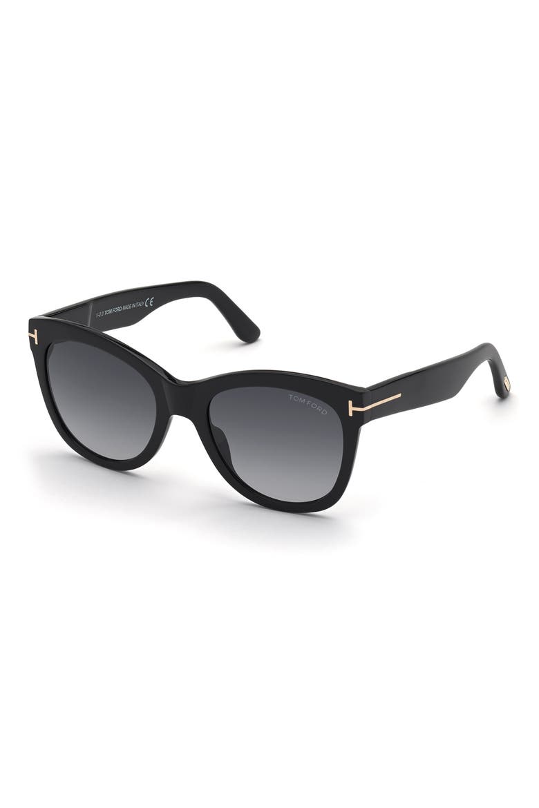 Wallace 54mm Gradient Cat Eye Sunglasses, Alternate, color, SHINY BLACK / GRADIENT SMOKE