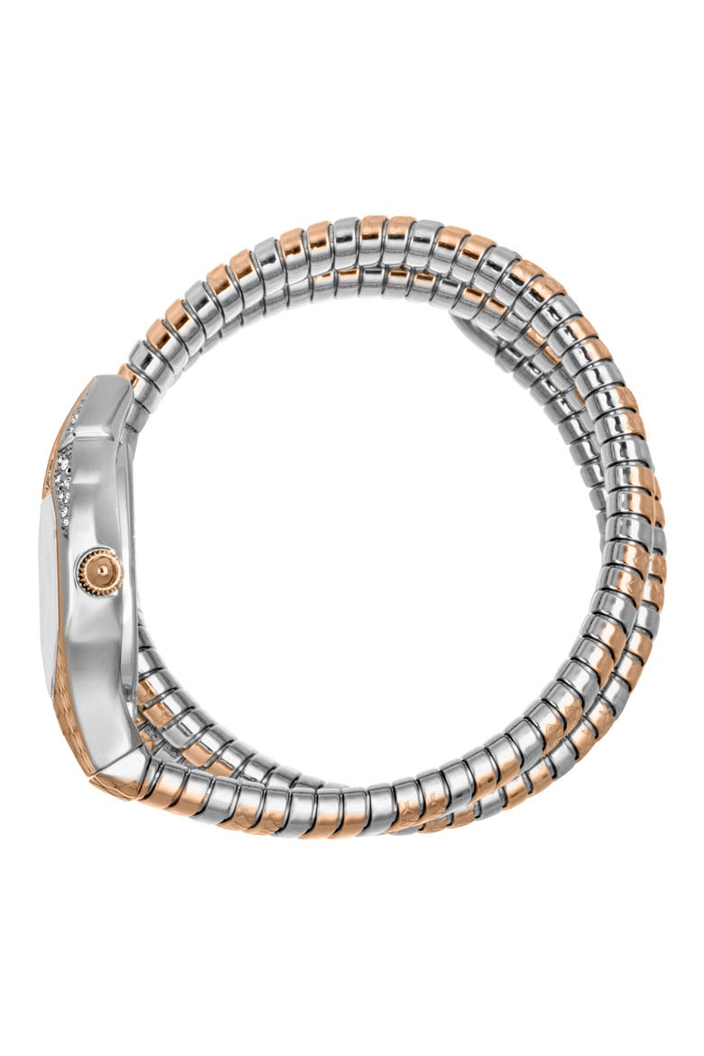 Snake Wraparound Bracelet Watch, 22mm x 35mm, Alternate, color, TWO TONE SILVER & ROSE GOLD