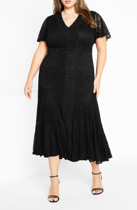 Christa Lace Midi Dress (Plus)