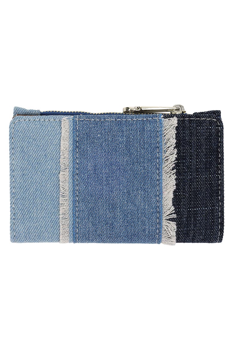 Small Frayed Denim Bifold Wallet, Alternate, color, DENIM/ BLUE