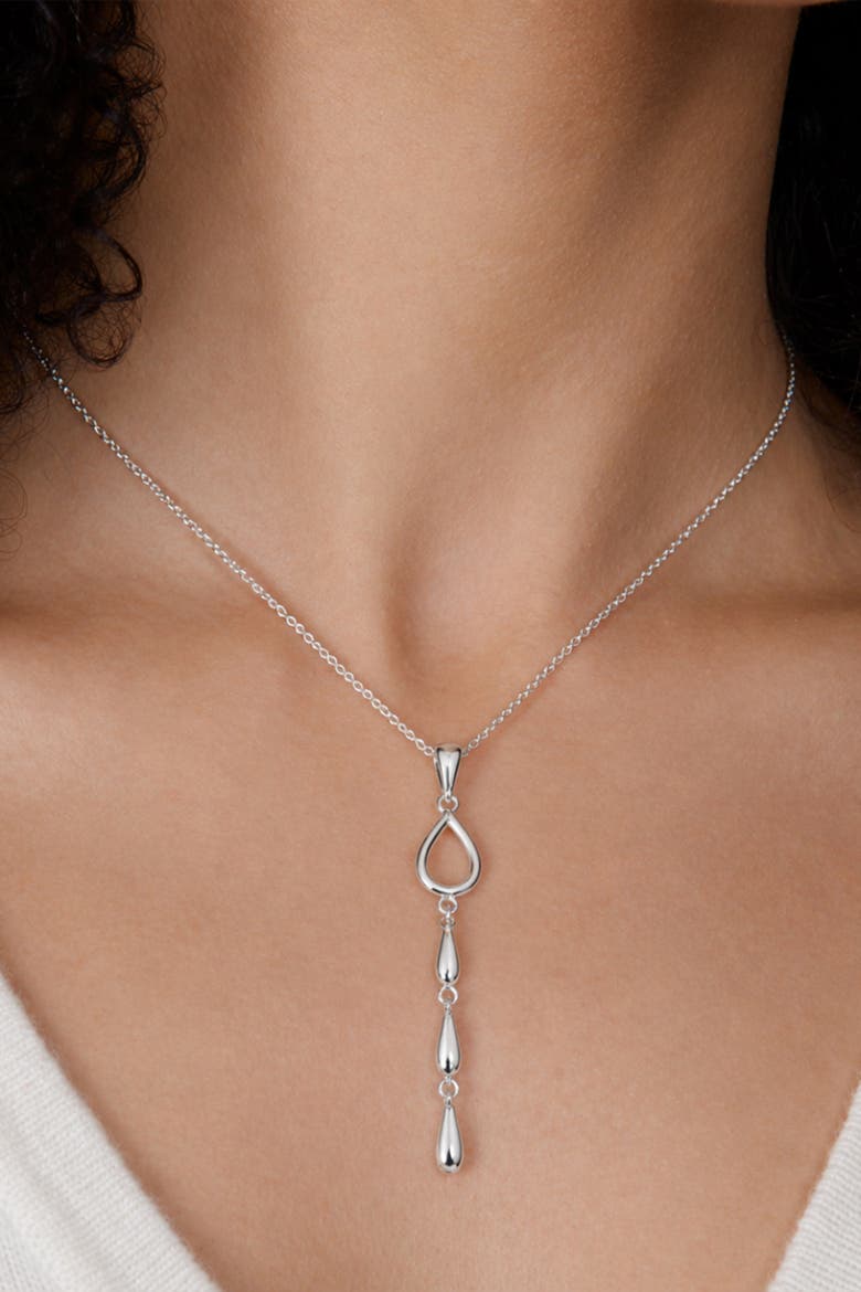 Petal Drop Pendant, Alternate, color, Sterling Silver