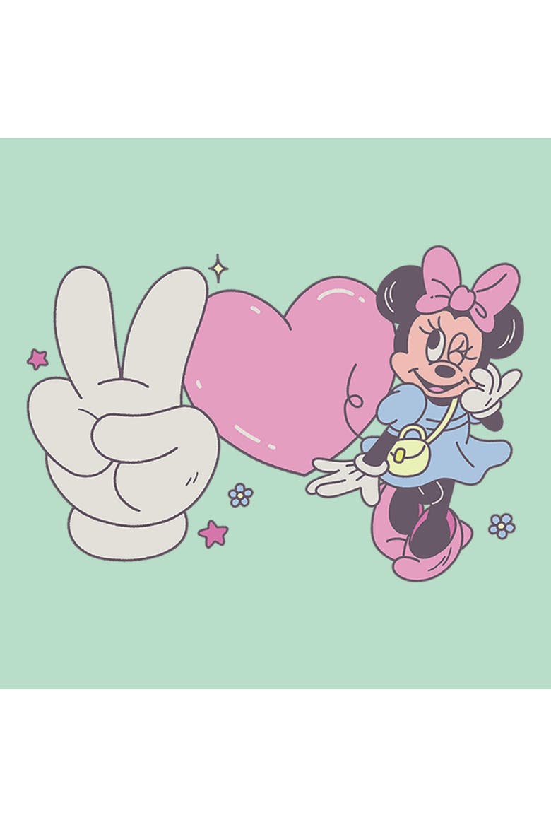 Girl's Minnie Mouse Love and Peace Pose  Graphic T-Shirt, Alternate, color, Mint
