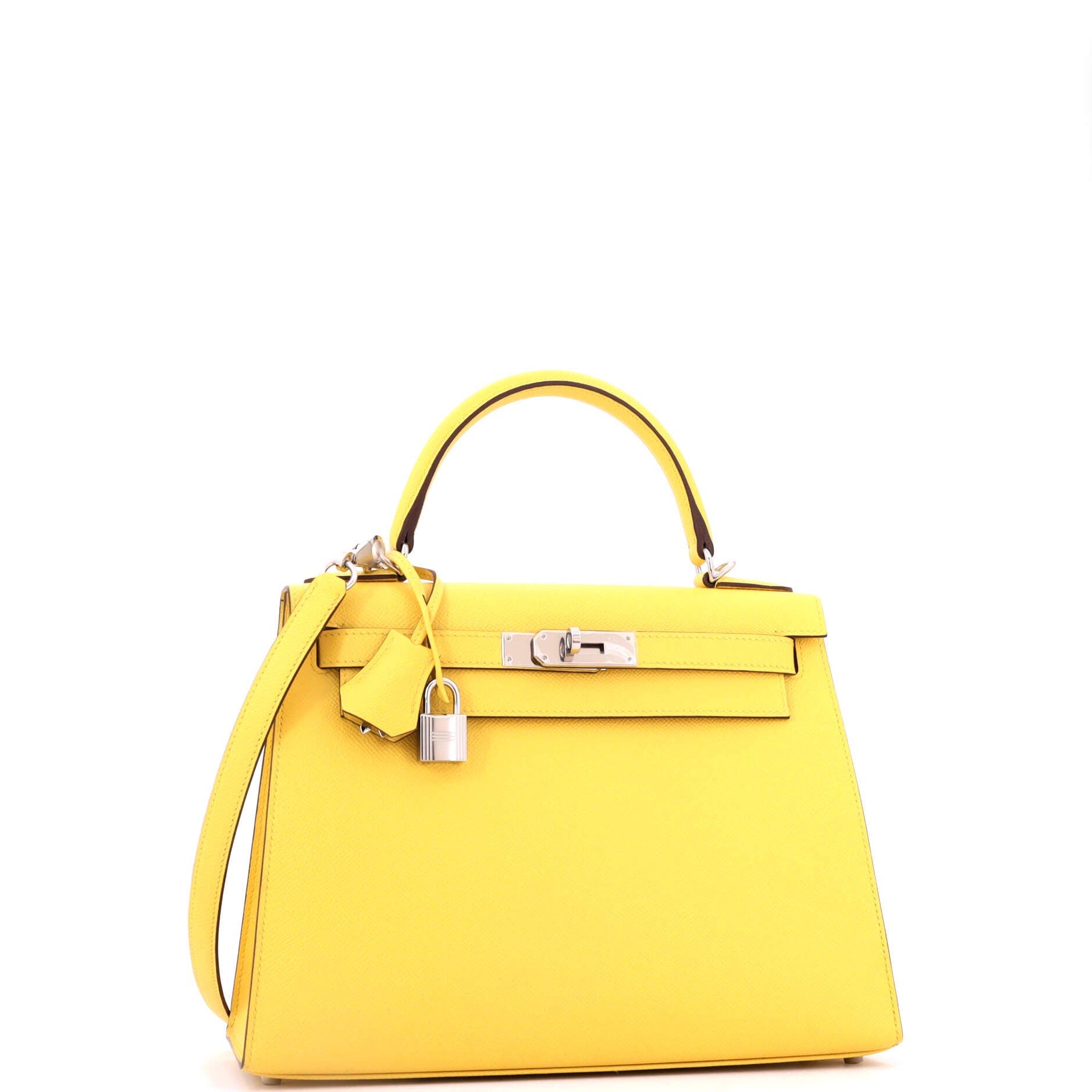 Pre-Owned Hermes Kelly Handbag Yellow Epsom with Palladium Hardware 28, Alternate, color, Jaune De Naples
