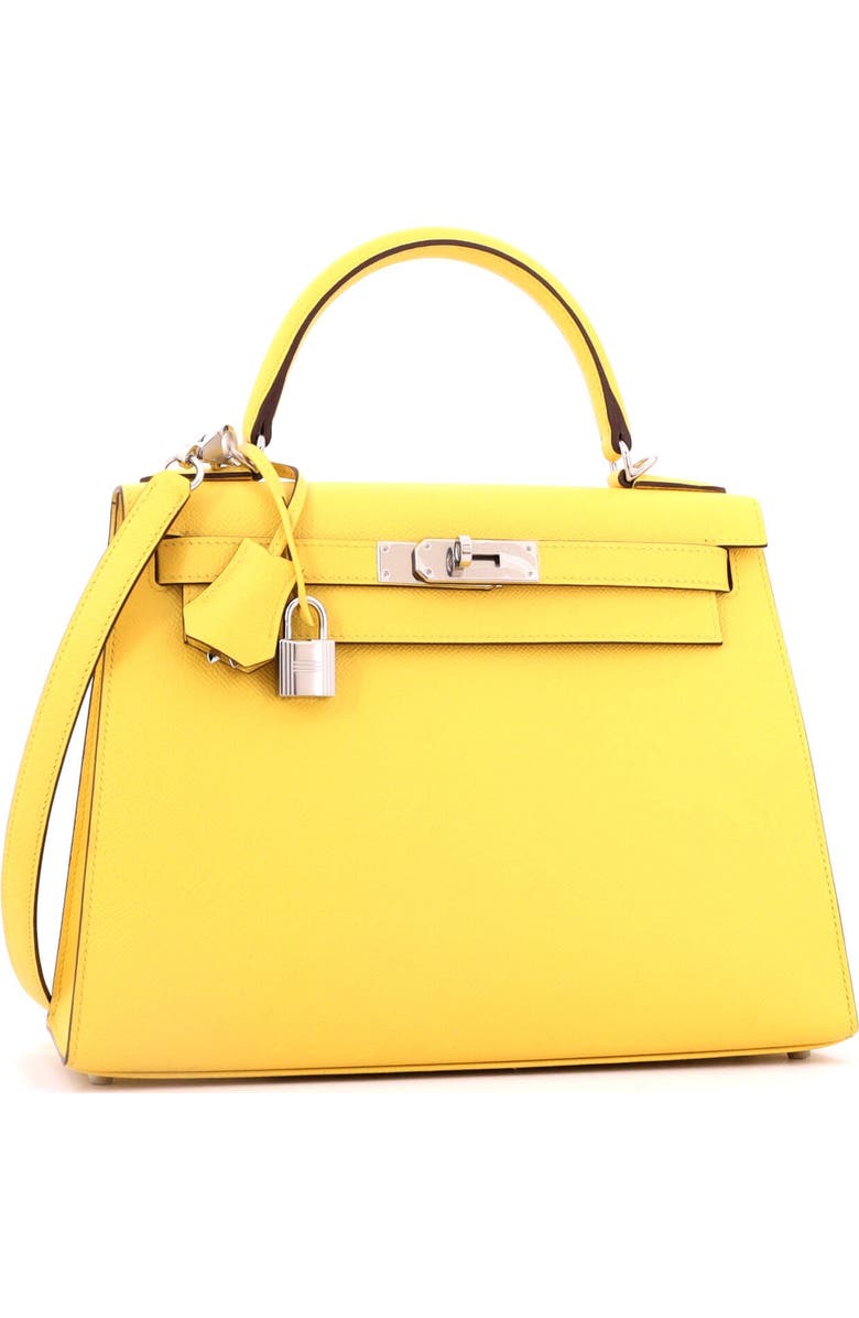 Pre-Owned Hermes Kelly Handbag Yellow Epsom with Palladium Hardware 28, Alternate, color, Jaune De Naples