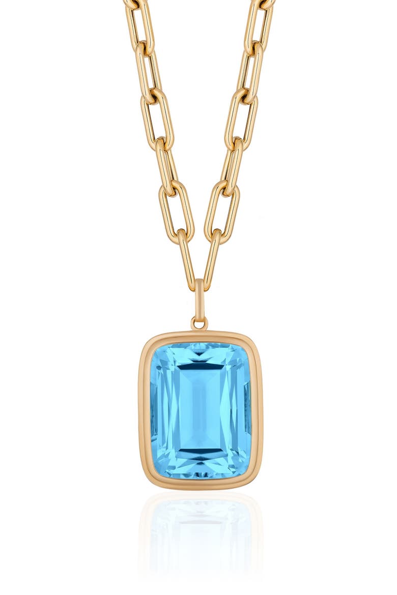 Manhattan Cushion-Cut Blue Topaz Pendant Necklace, Alternate, color, PALE BLUE