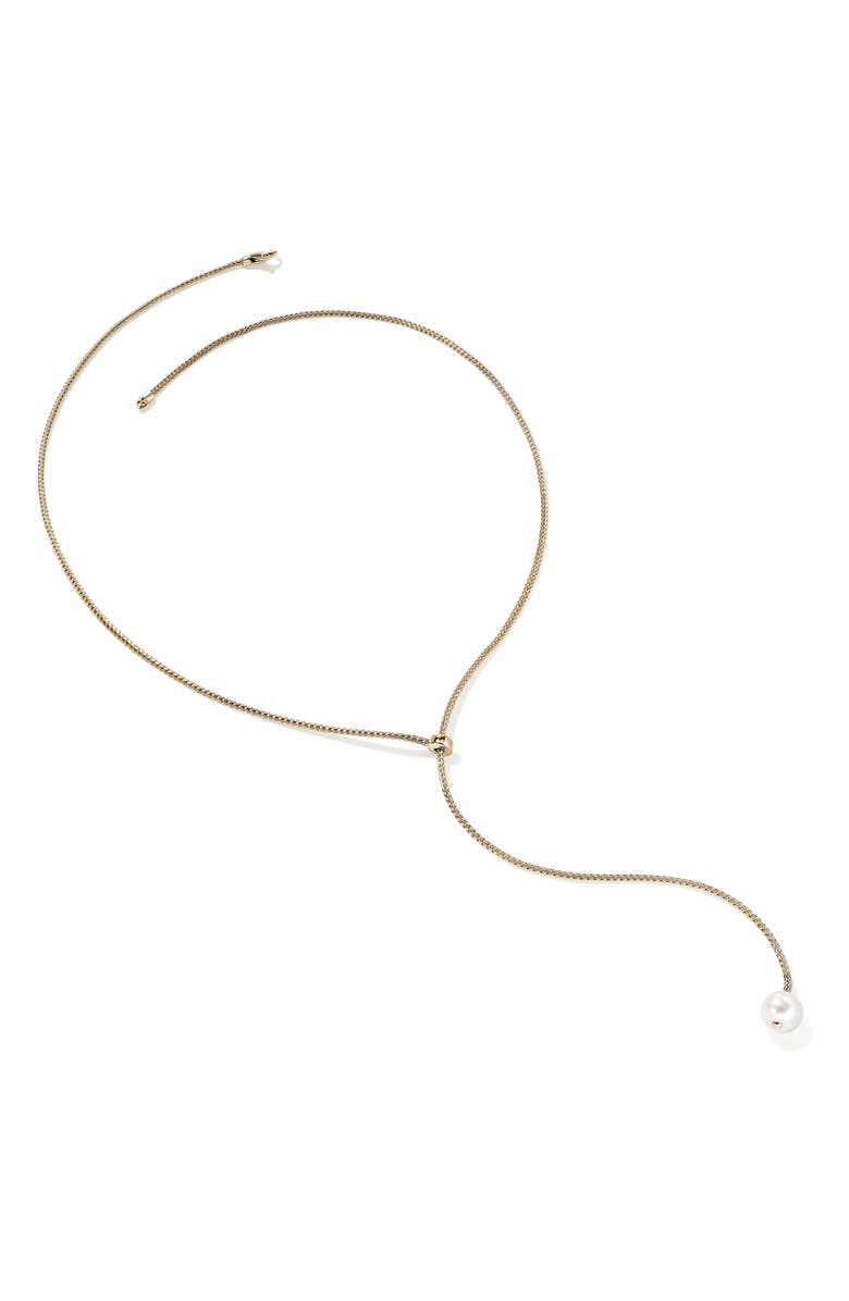John Hardy JH Essential Pearl Lariat Necklace, Gold, 1.8mm, Alternate, color, 14K Gold/Pearl