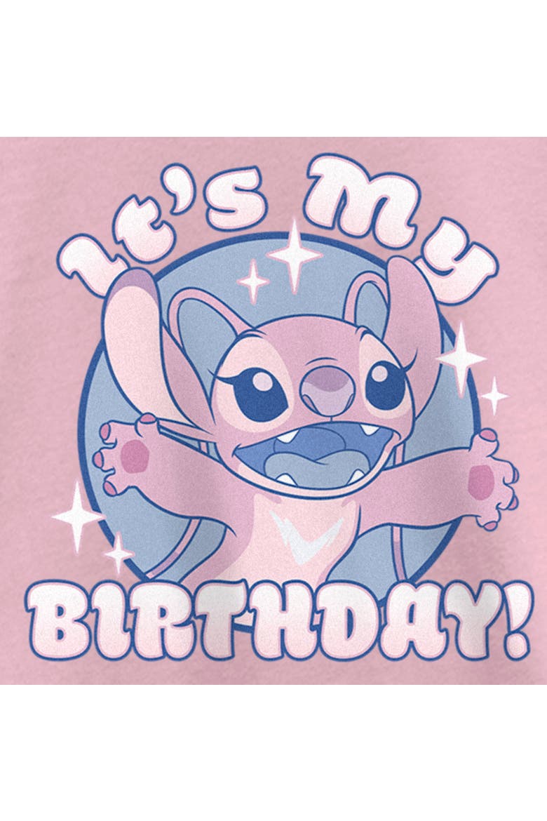 Girl's Lilo & Stitch Angel It's My Birthday  Graphic T-Shirt, Alternate, color, Light Pink