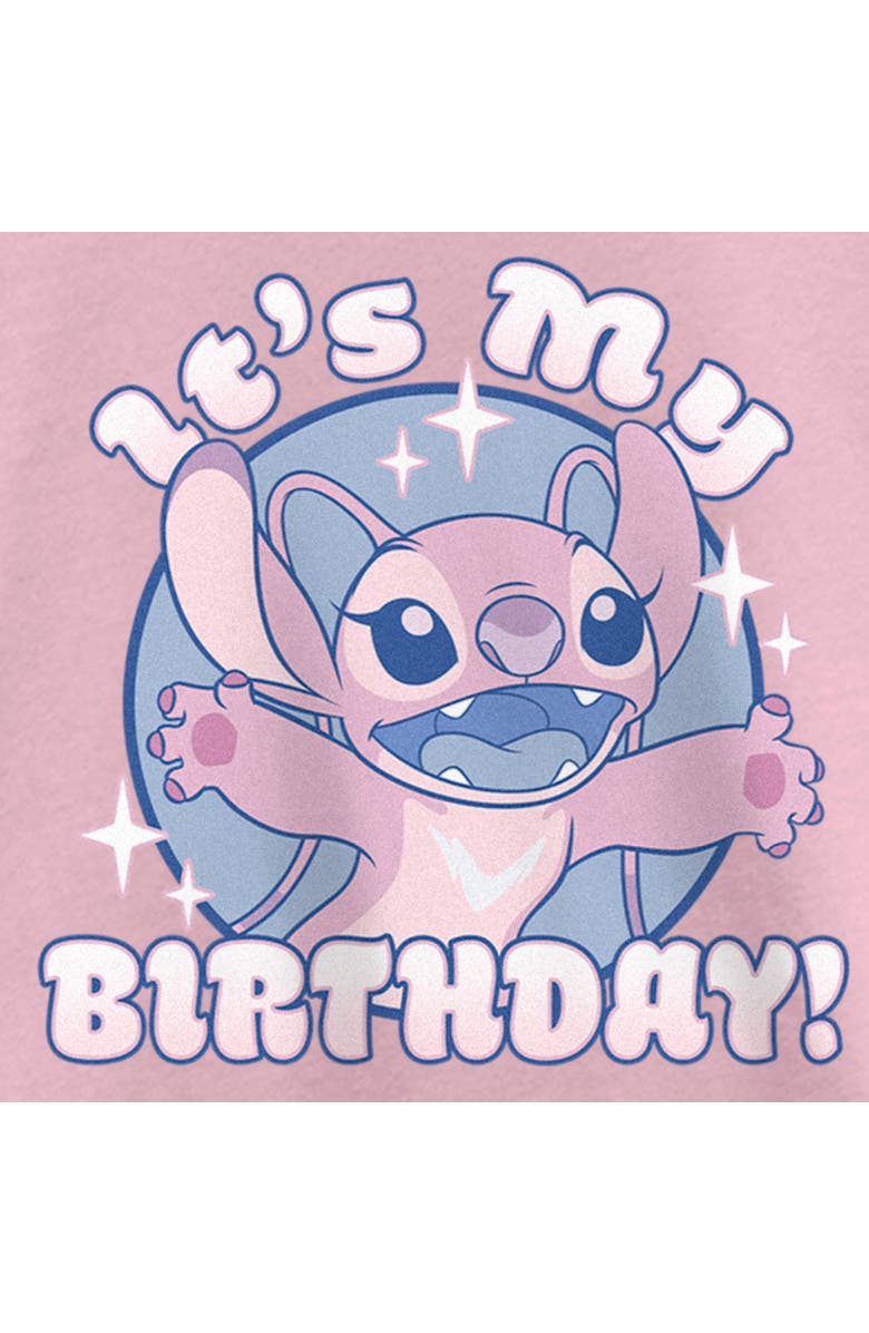 Lilo & Stitch Girl's Lilo & Stitch Angel It's My Birthday Graphic T-Shirt, Alternate, color, Light Pink