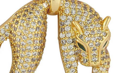 Chloe & Madison Chloe And Madison Pavé Cubic Zirconia Jaguar Pendant Necklace In Gold