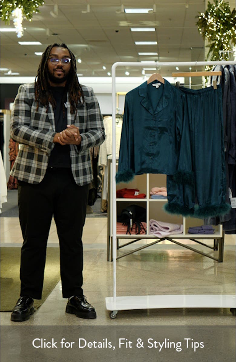 Rory Feather Trim Satin Pajamas, sales video thumbnail