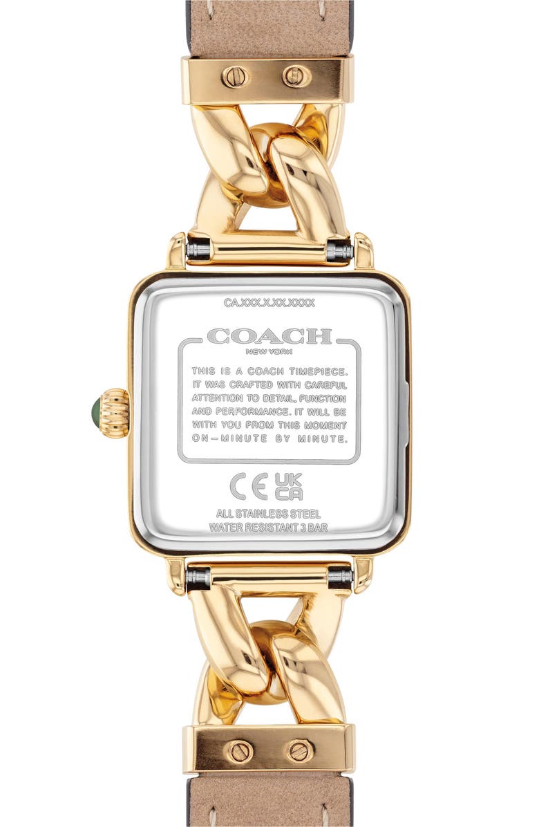 COACH Cass Leather Strap Bracelet Watch, 22mm, Alternate, color, Green