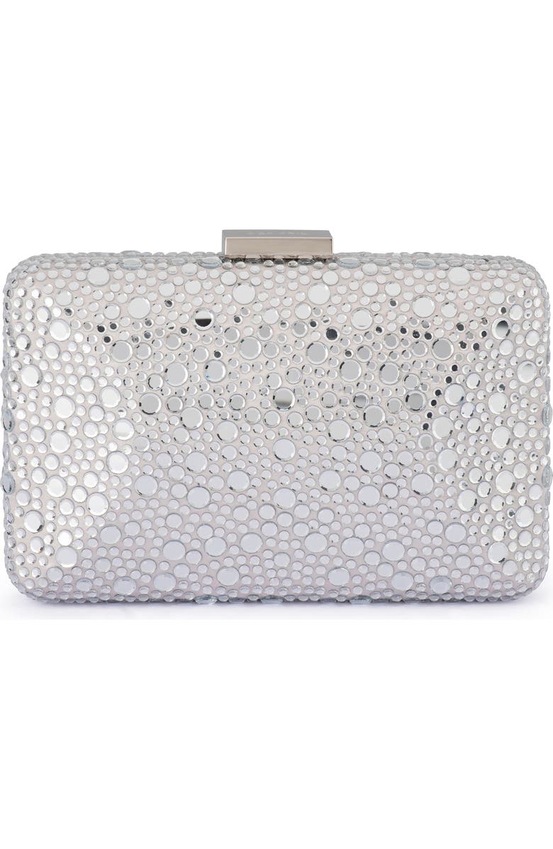 Olga Berg Harriet Crystal Frame Clutch, Main, color, Silver