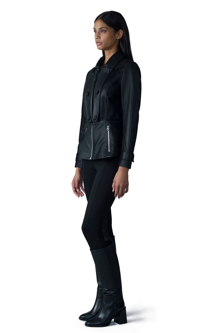 Barbara Leather Peplum Jacket, Alternate, color, BLACK