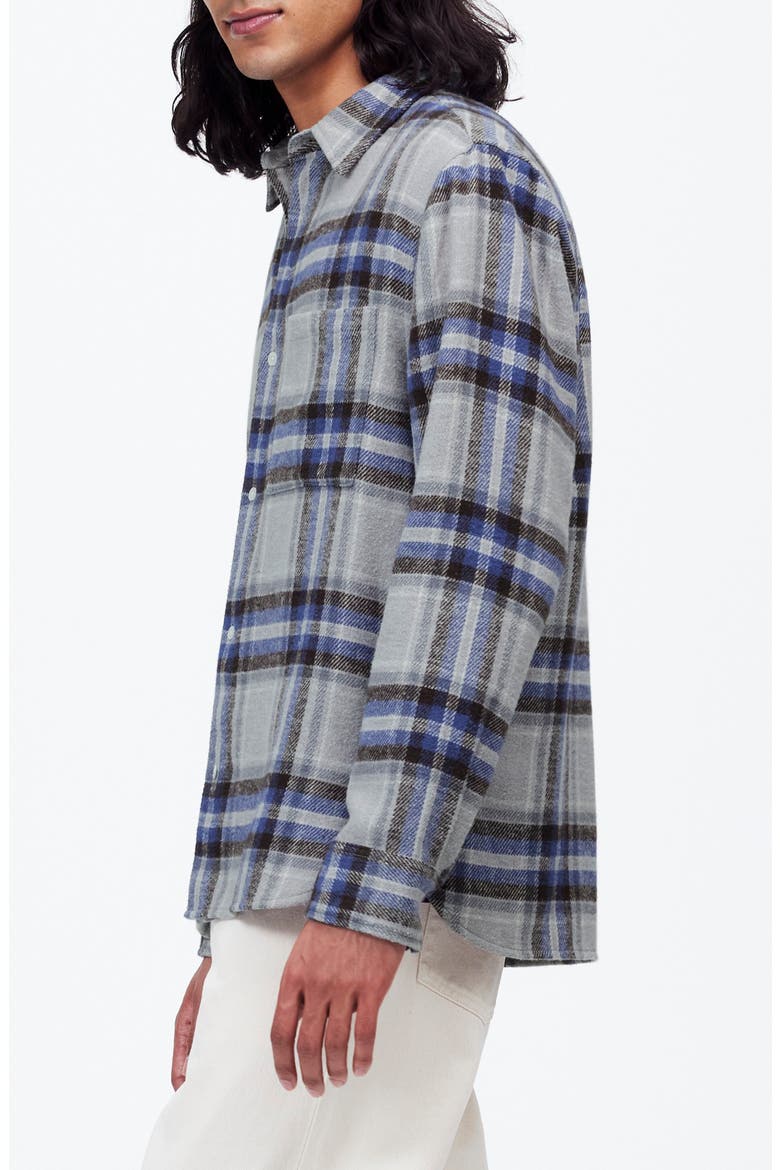 Easy Brushed Flannel Button-Up Shirt, Alternate, color, STEEL MORNING