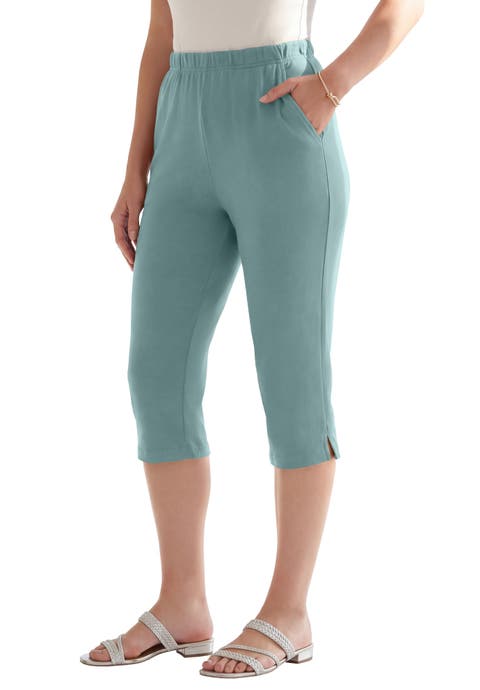Plus Size Soft Knit Relaxed Pull-On Capri Pant (Plus)