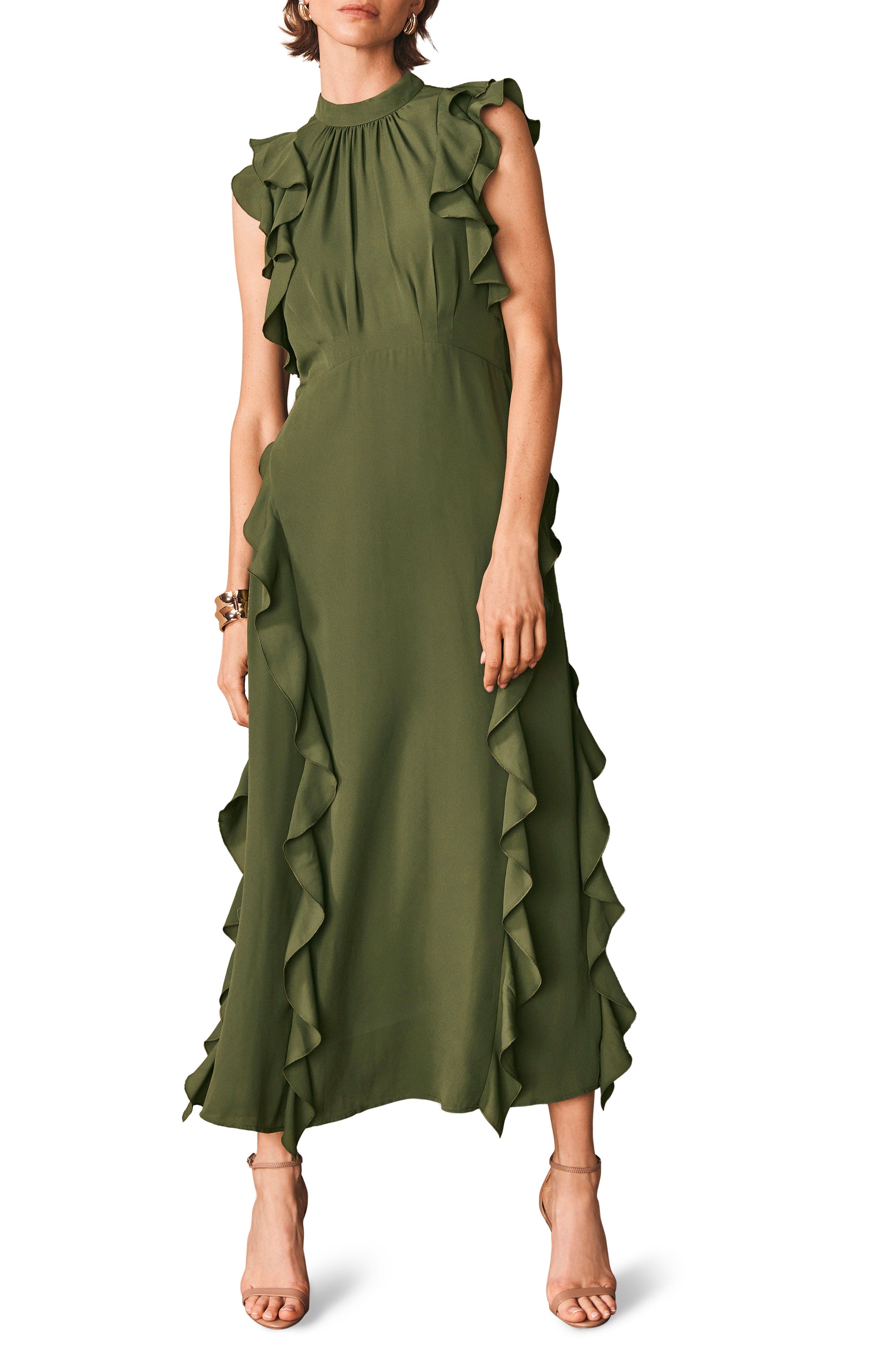 High Neck Ruffle Maxi Dress