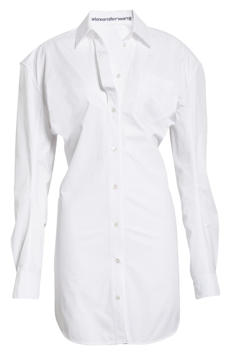 Alexander Wang Tailored Long Sleeve Cotton Button-Up Shirtdress, Alternate, color,