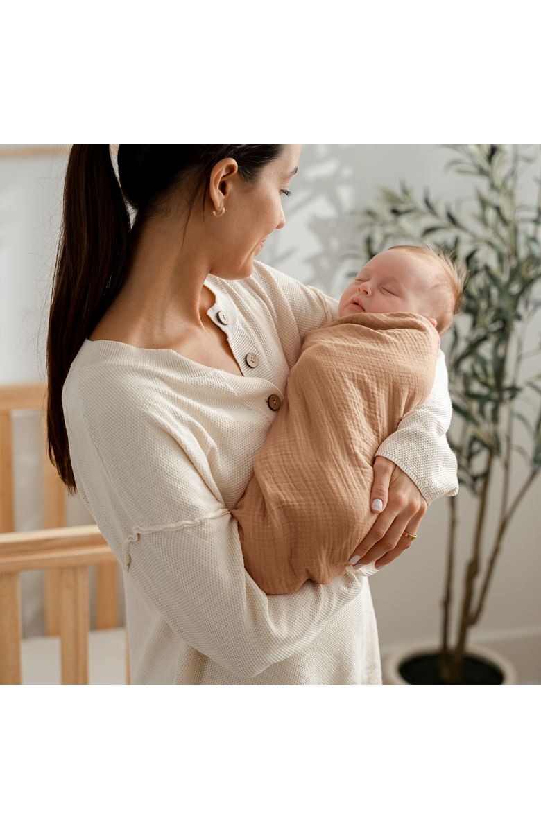 Comfy Cubs Muslin Swaddle Blankets Pack of 3, Alternate, color, Sand, Cedar, Caramel