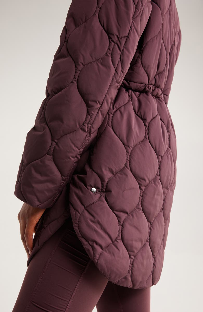 Zella Skyline Longline Quilted Jacket, Alternate, color, Burgundy Fudge