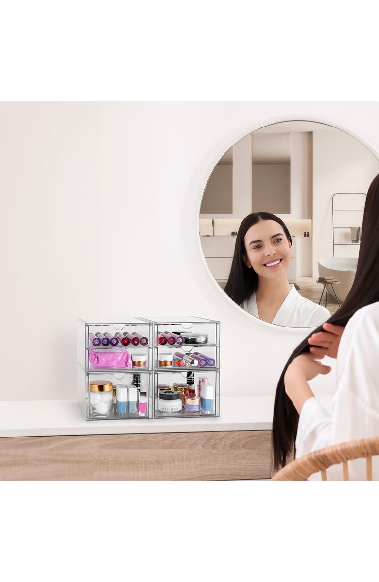 SORBUS Set of 2 Cosmetics Makeup & Jewelry Storage Case Display, Alternate, color, Clear