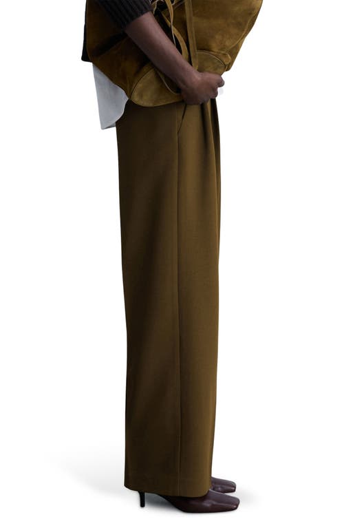Mango Women's Straight-fit Pleated Pants In Khaki Green