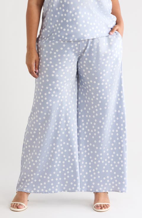 Polka Dot Satin Pants (Plus)