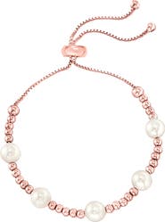 SAVVY CIE JEWELS 18K Rose Gold Vermeil Mother-of-Pearl Station Slider Bracelet