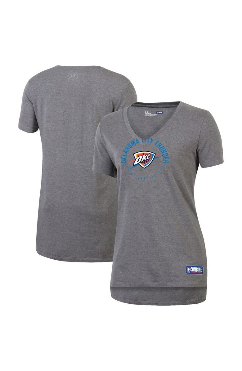 Under Armour Women's Under Armour Heathered Gray Oklahoma City Thunder Combine Authentic Your Limit Is You V-Neck T-Shirt, Main, color, 