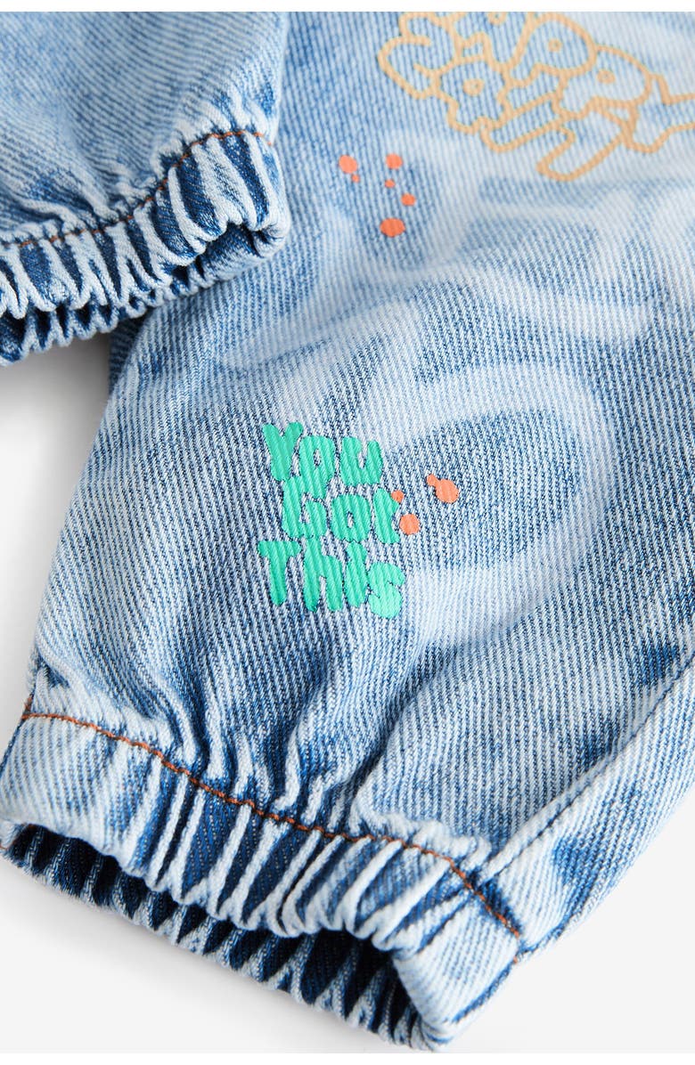 NEXT Kids' Smile Elastic Waist Graphic Jeans, Alternate, color, Blue