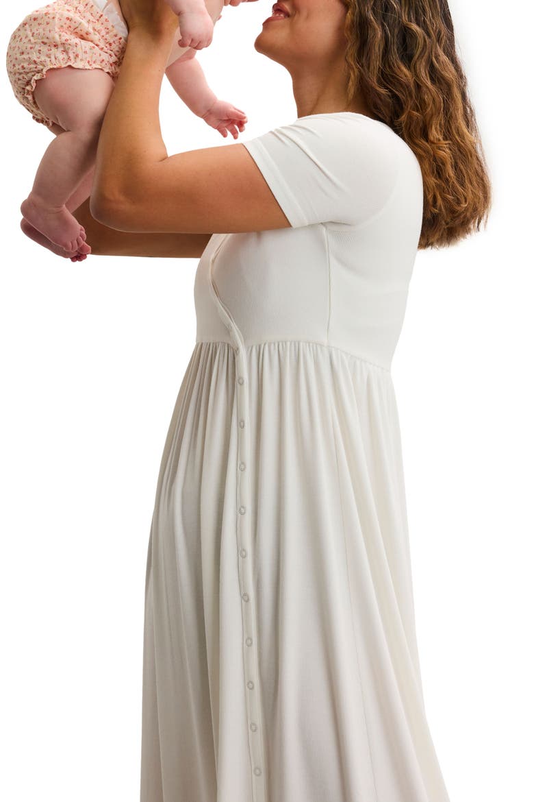 The Softest Rib Side Seam Nursing Maxi Dress, Alternate, color, White