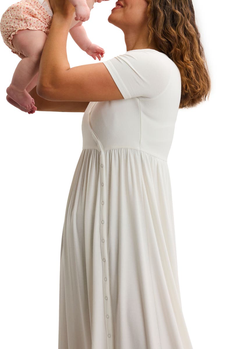 HATCH Collection The Softest Rib Side Seam Nursing Maxi Dress, Alternate, color, White
